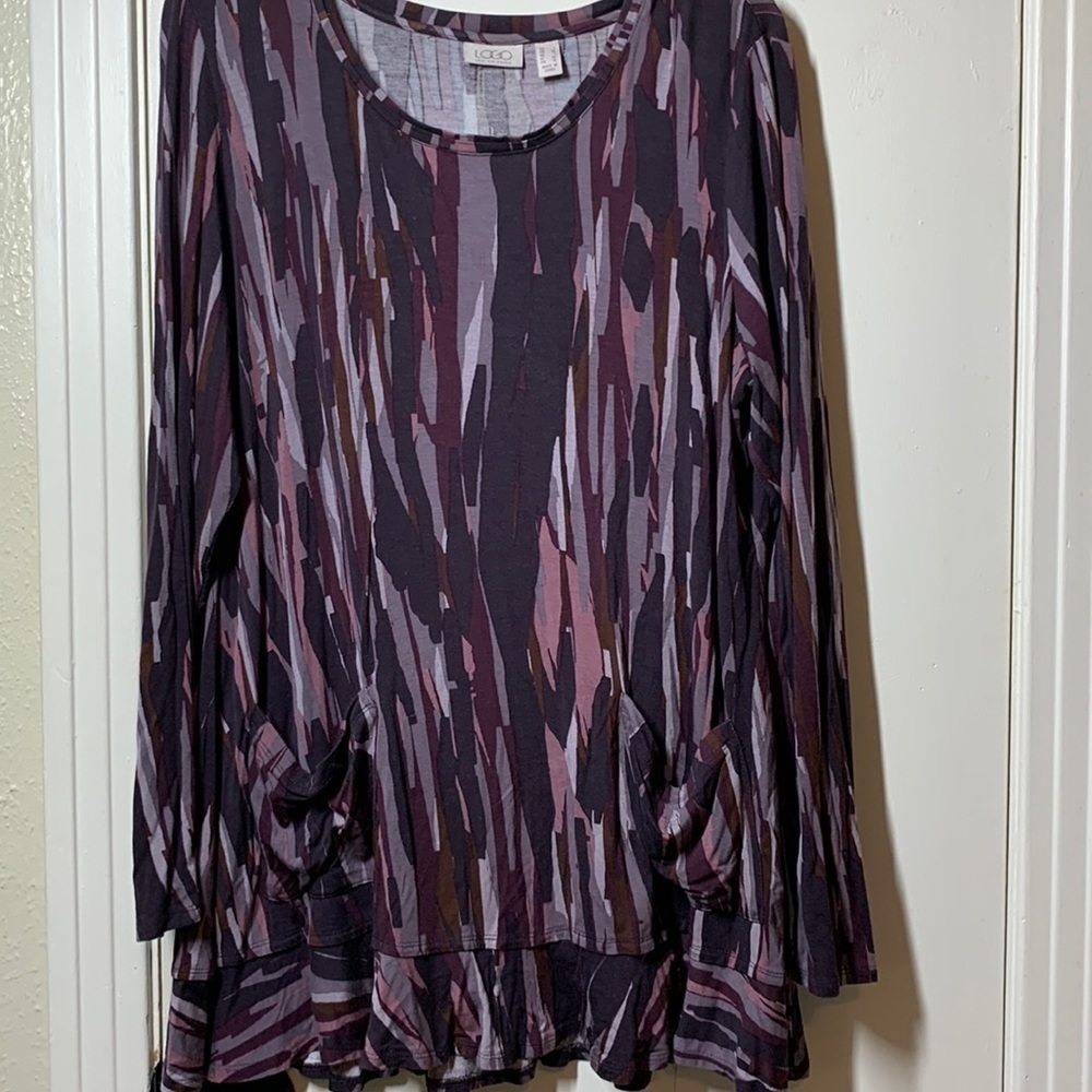 LOGO by Lori Goldstein Ruffled hem Tunic, L